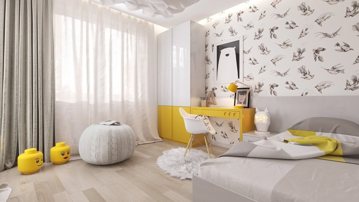 Спальня с желтыми акцентами