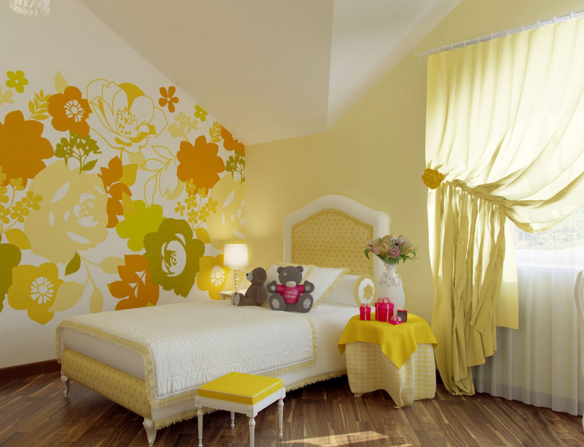 Детская в серо желтых тонах