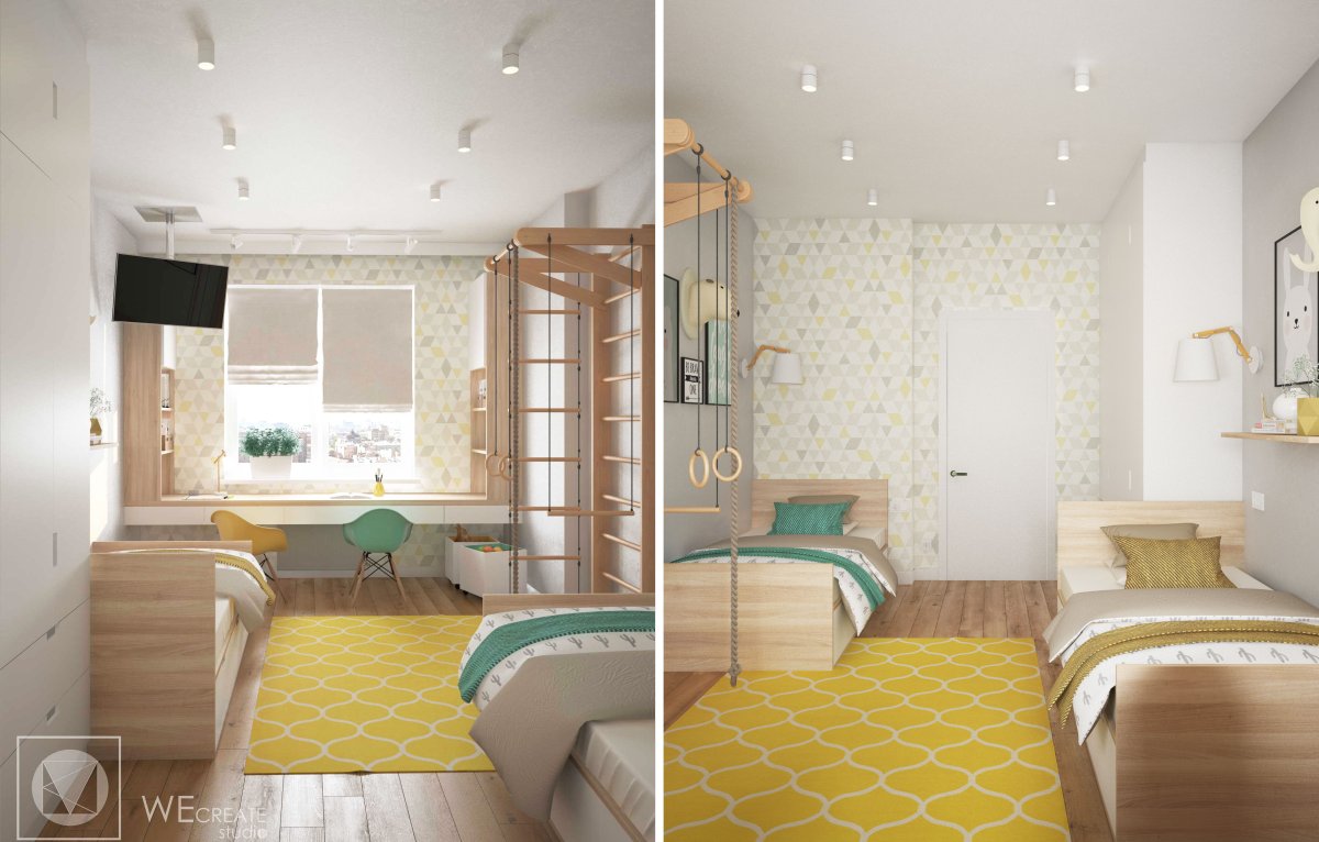 Детская 13 кв м для двоих разнополых