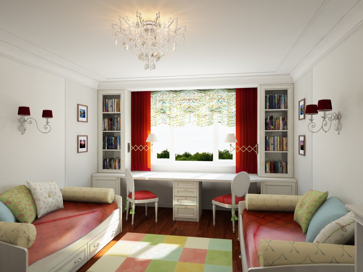 Узкая комната для двоих детей