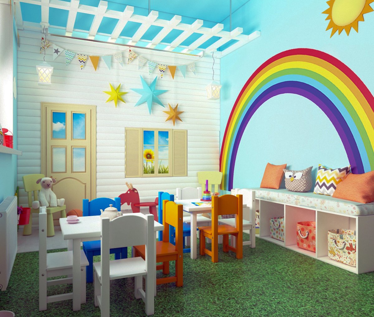 Радуга в интерьере детской комнаты