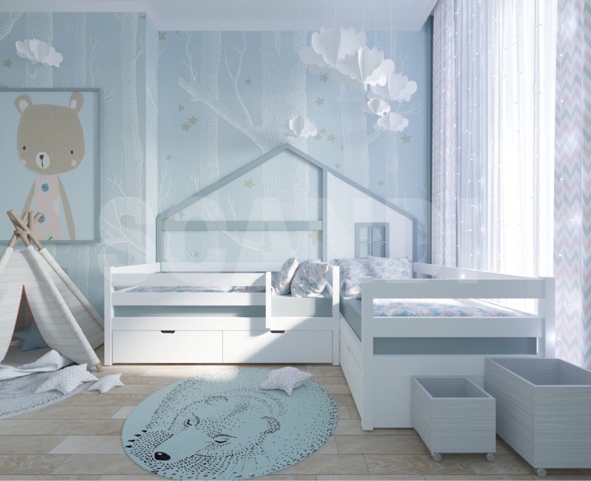 Кроватка двухместная угловая Twin Queen