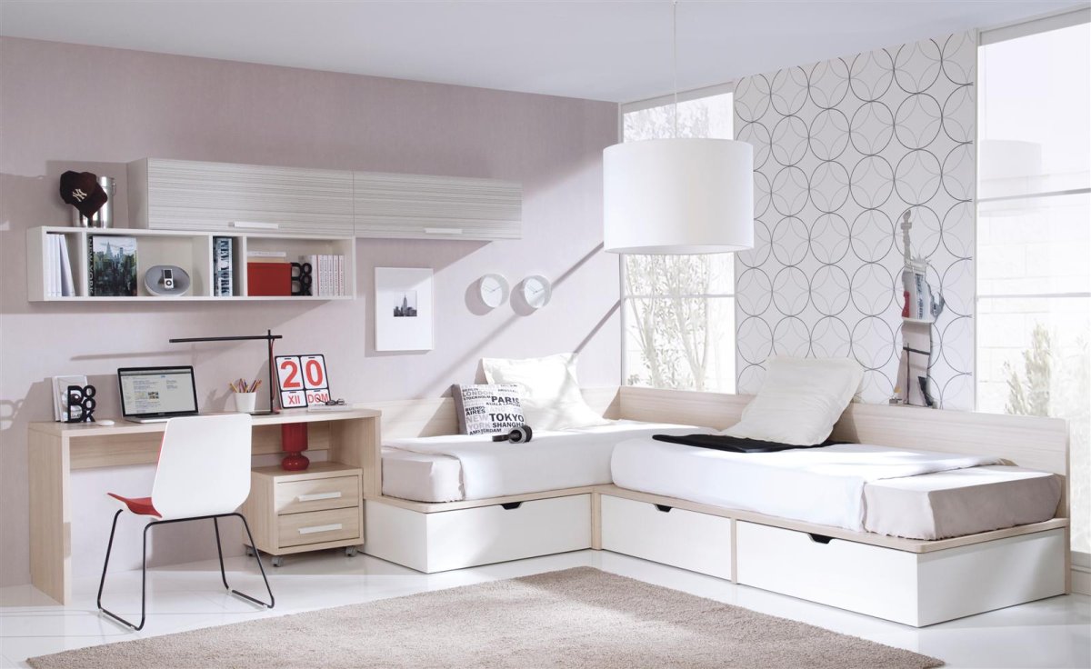 Красивая комната для девочки с угловой кроватью