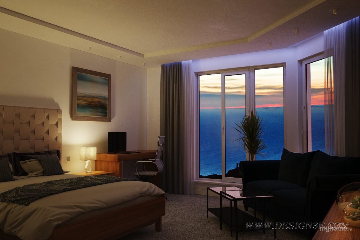 Спальня спанарамным окном