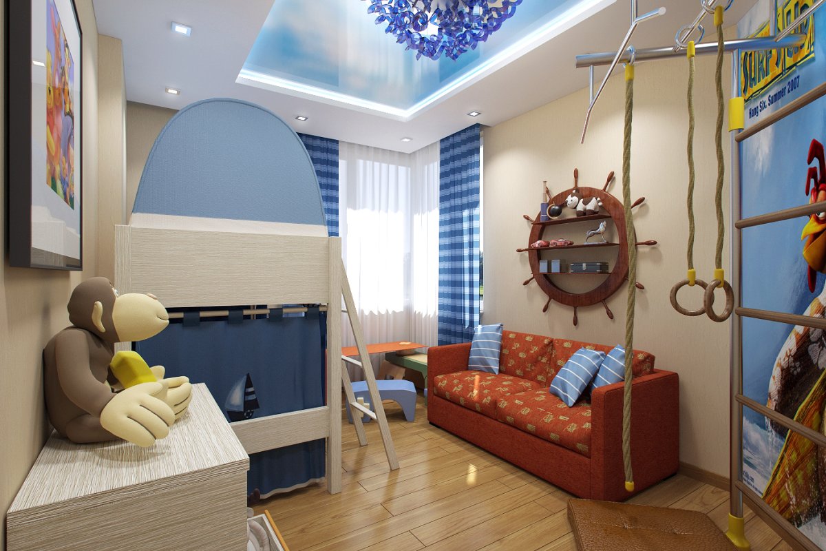 Комната в морской тематике для мальчиков