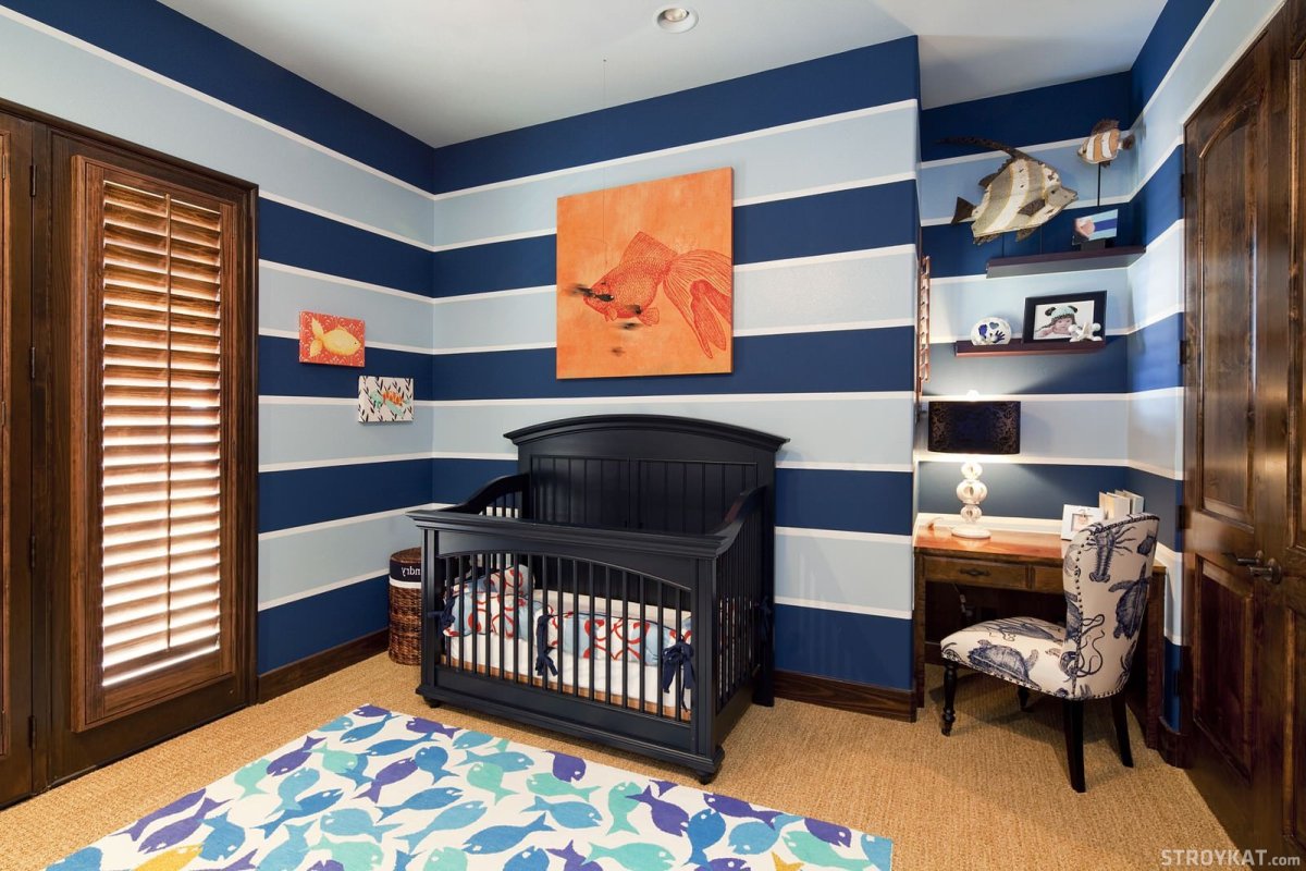 Синий цвет в интерьере детской