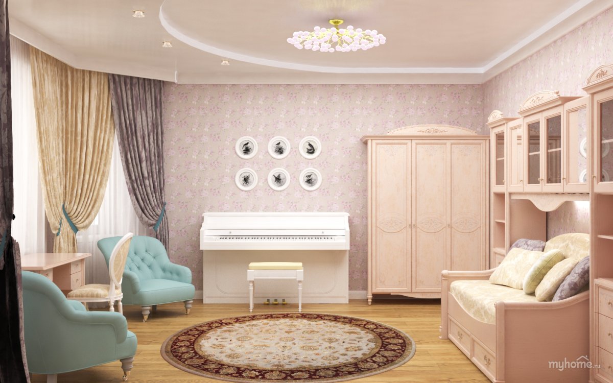 Дизайн полукруглой детской комнаты