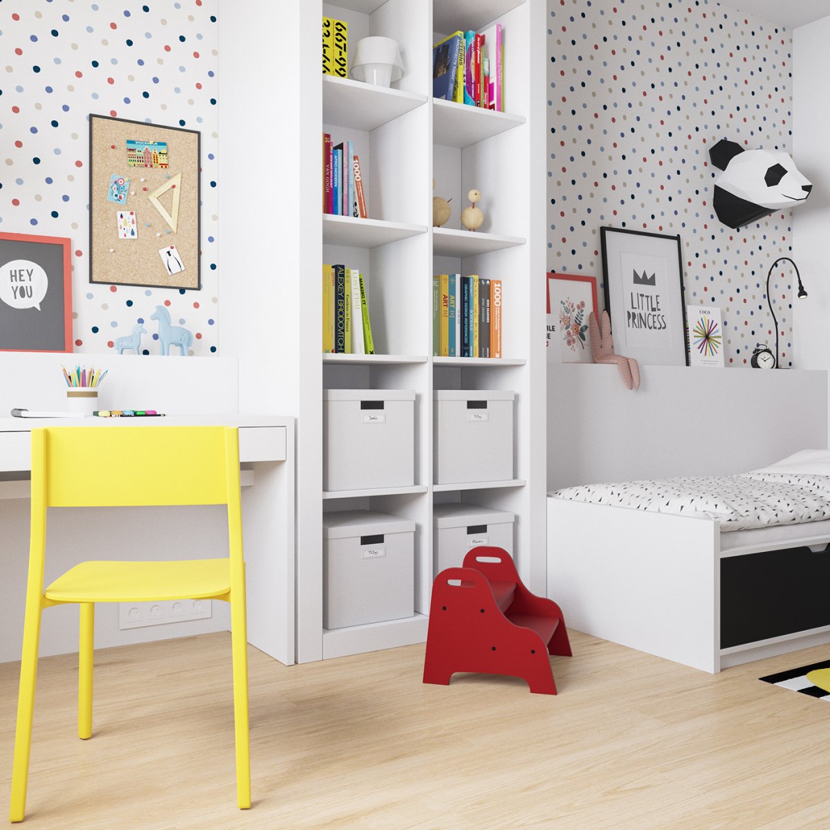 Интерьер детской с красным акцентом