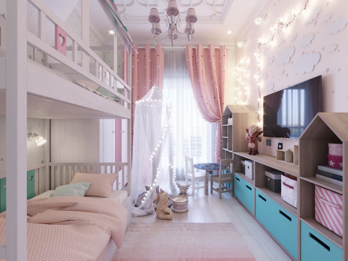 Ремонт детской комнаты для двоих комбинирование