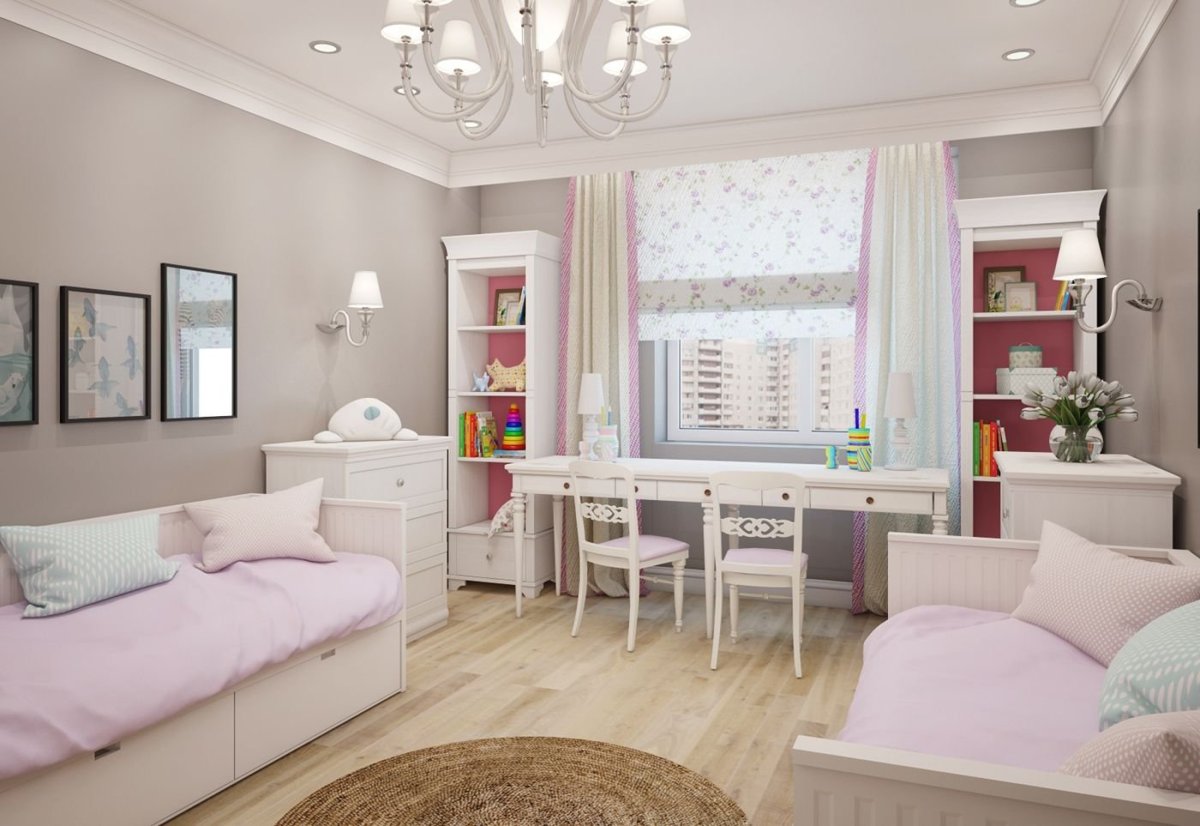 Детская комната для девочек двойняшек
