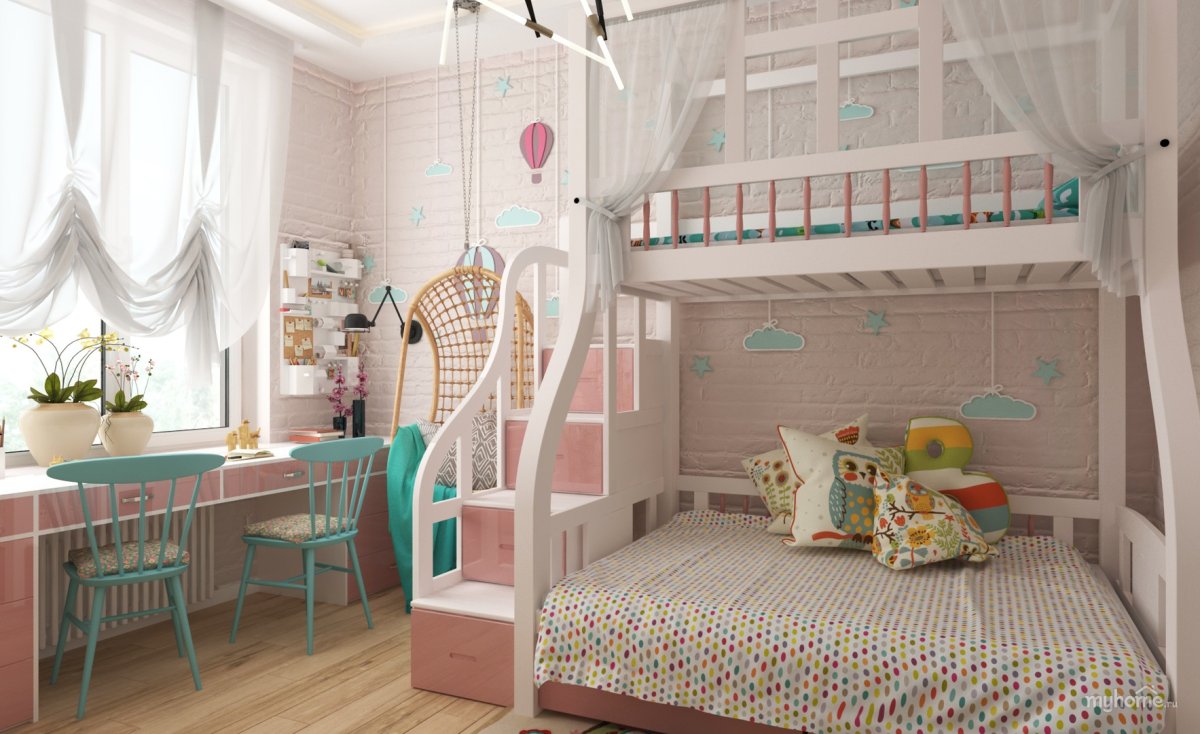 Комната для девочек двоих садичных детей