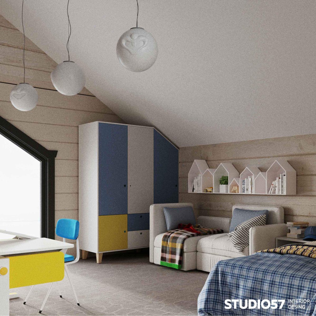 Мансардные комнаты для подростков