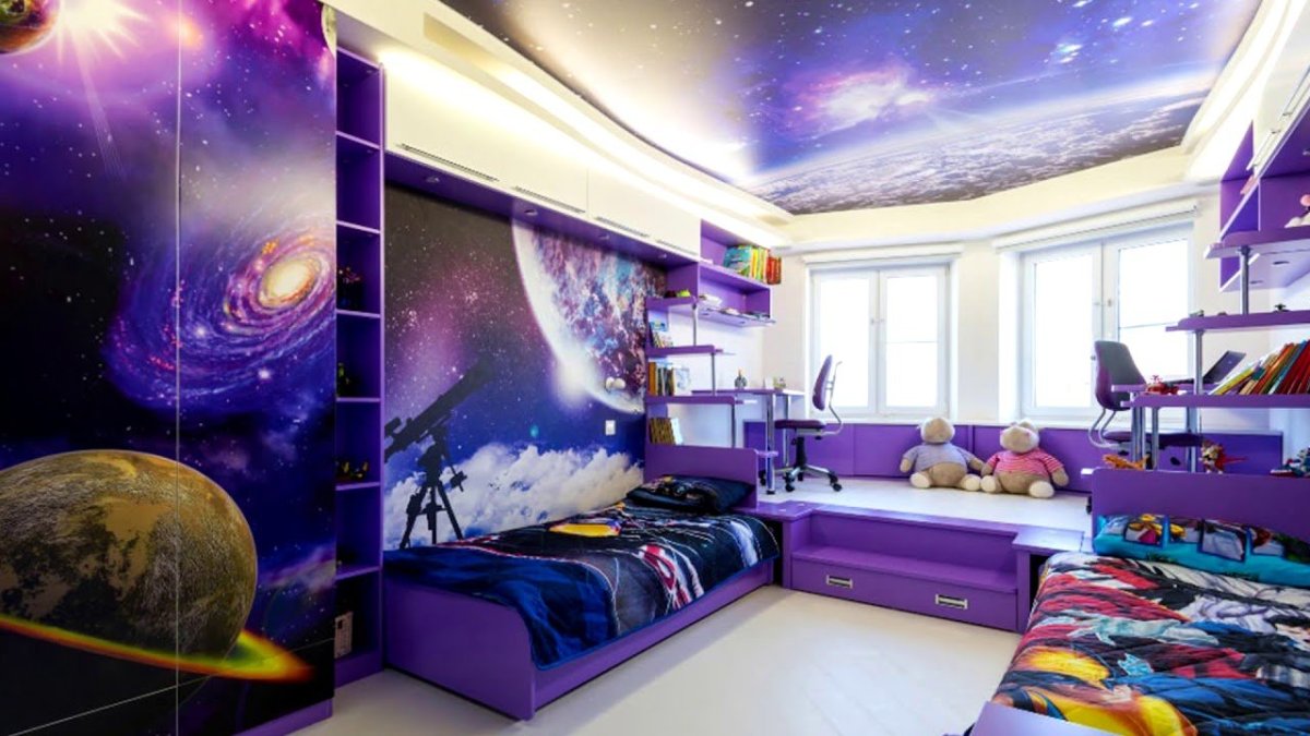 Натяжные потолки в спальню детская подростки