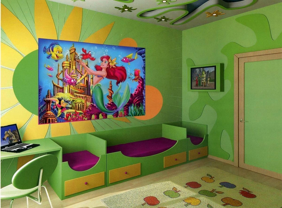 Жидкие обои на стене в детской