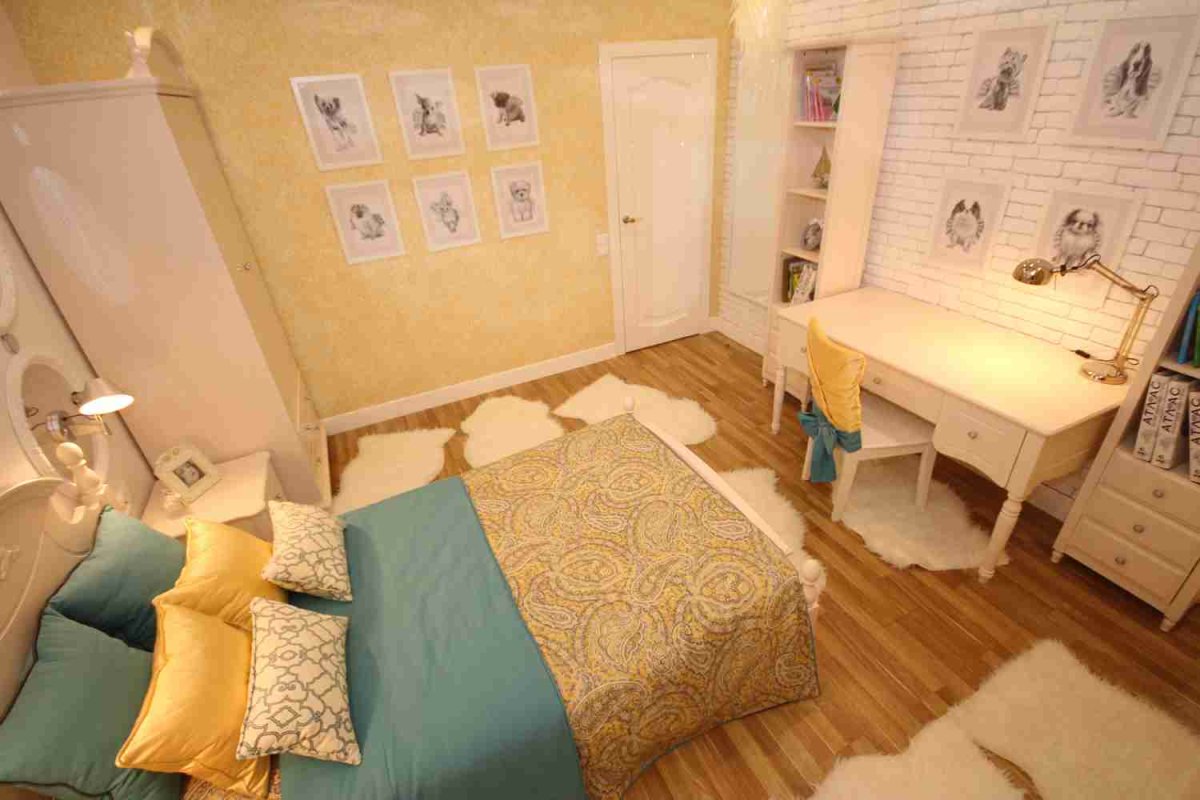 Комбинированные обои для спальни девочки и мальчика