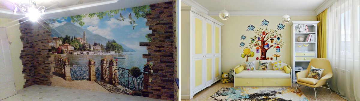 Поклейка фотообоев