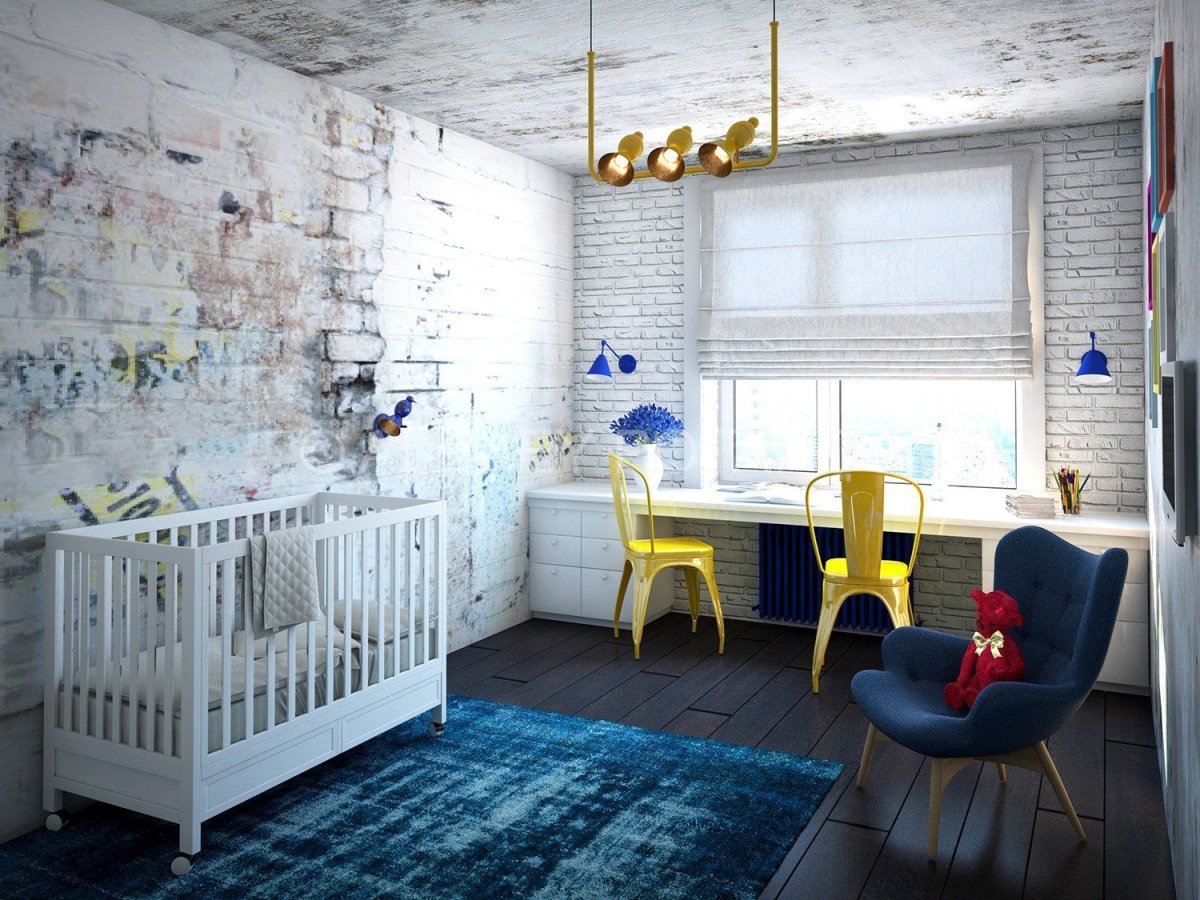 Сканди лофт в интерьере детской
