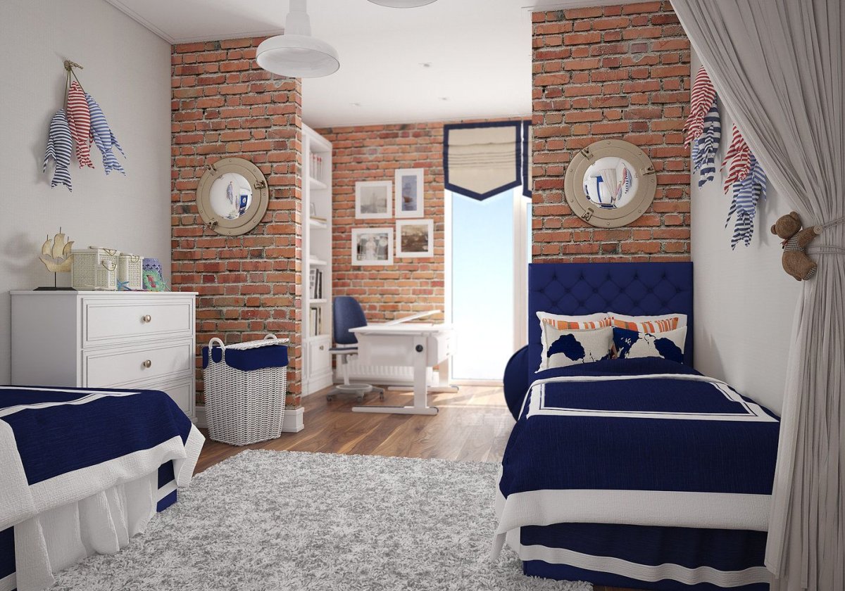 Детская комната с кирпичиками