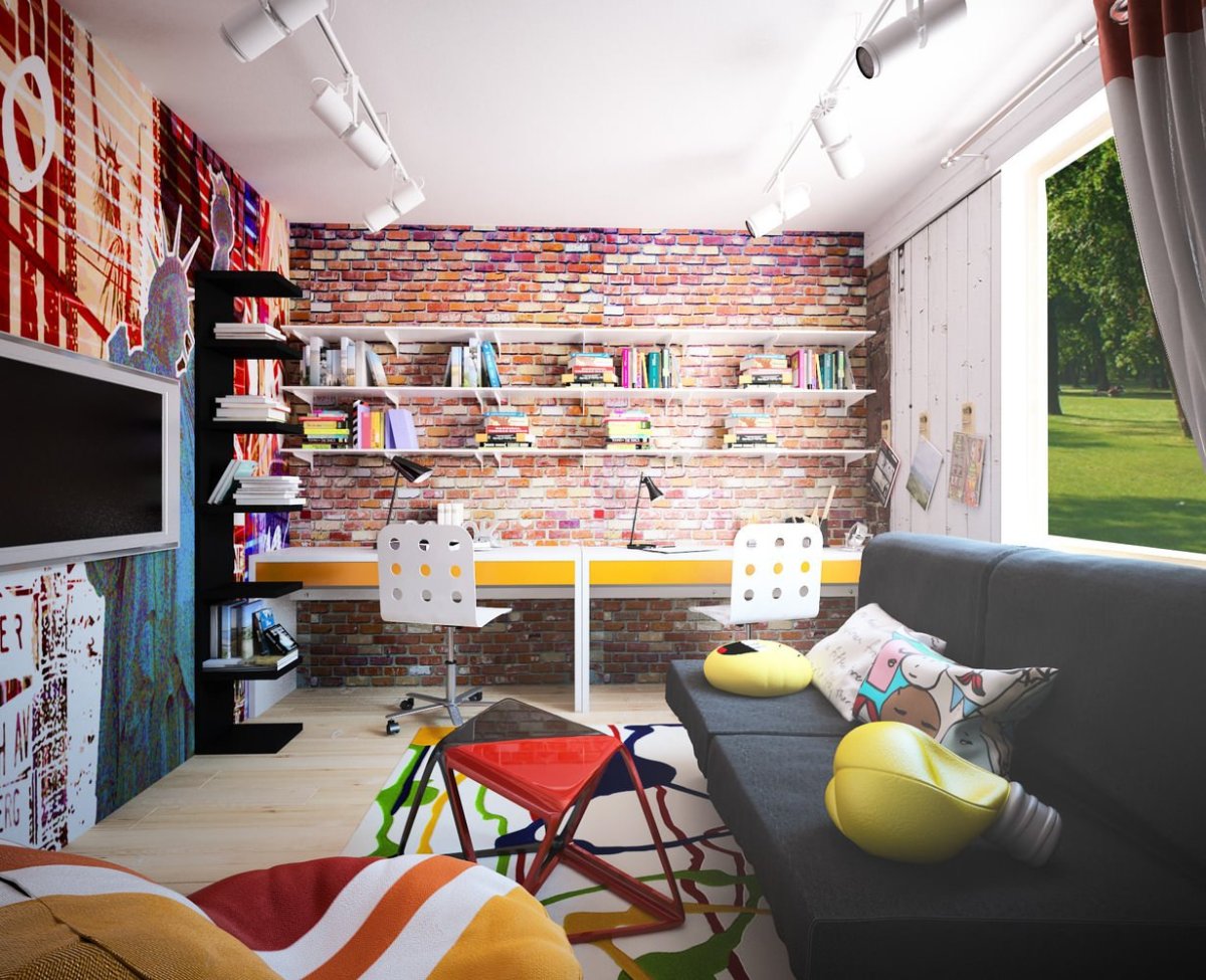 Комната в стиле лофт