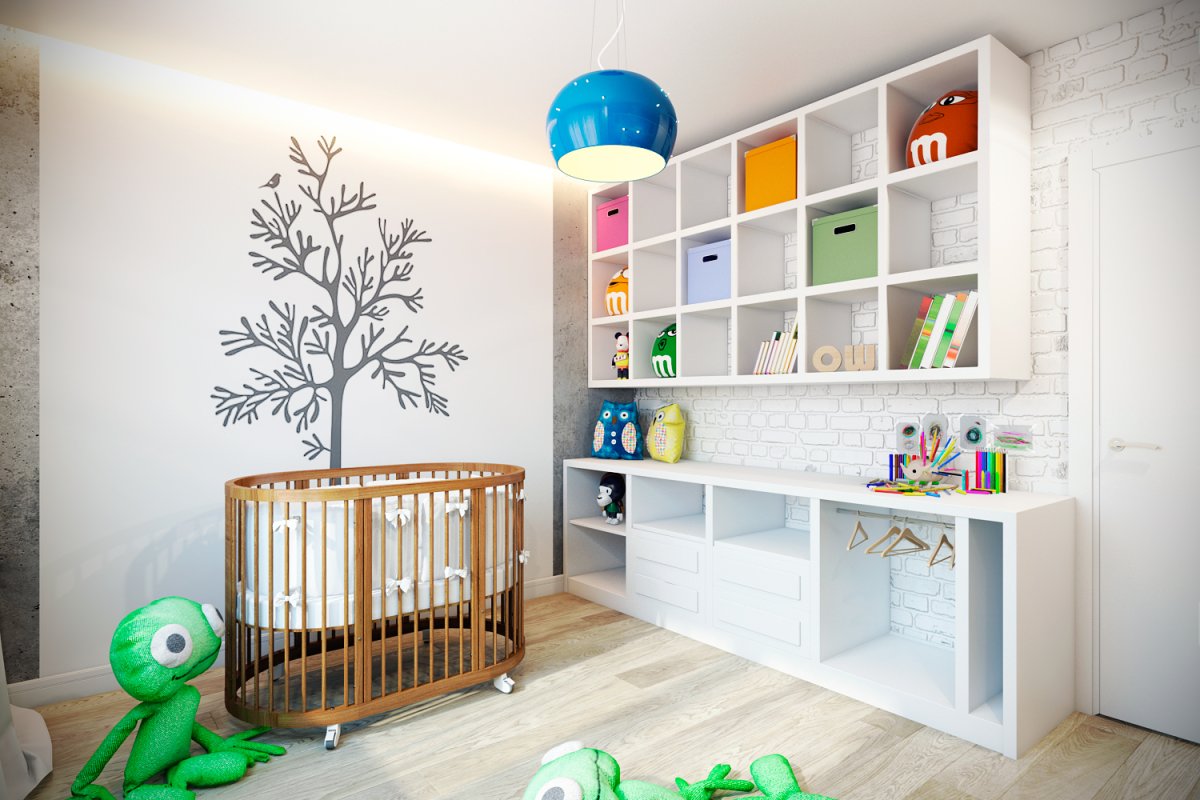 Белый кирпич в детской