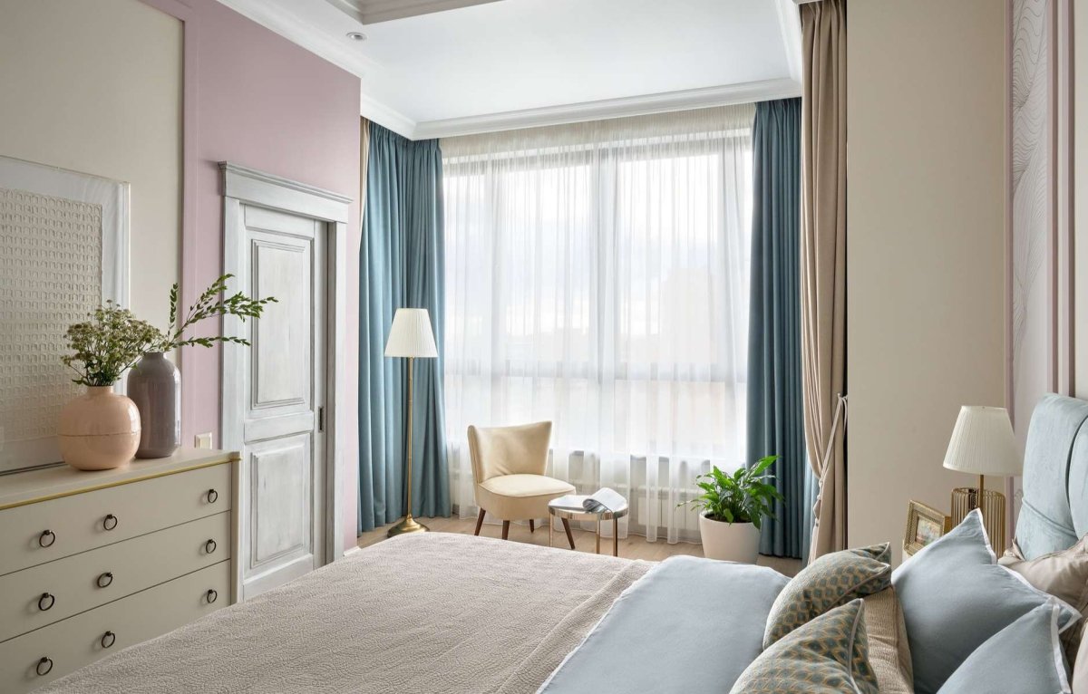 Шторы пастельных тонов в интерьере