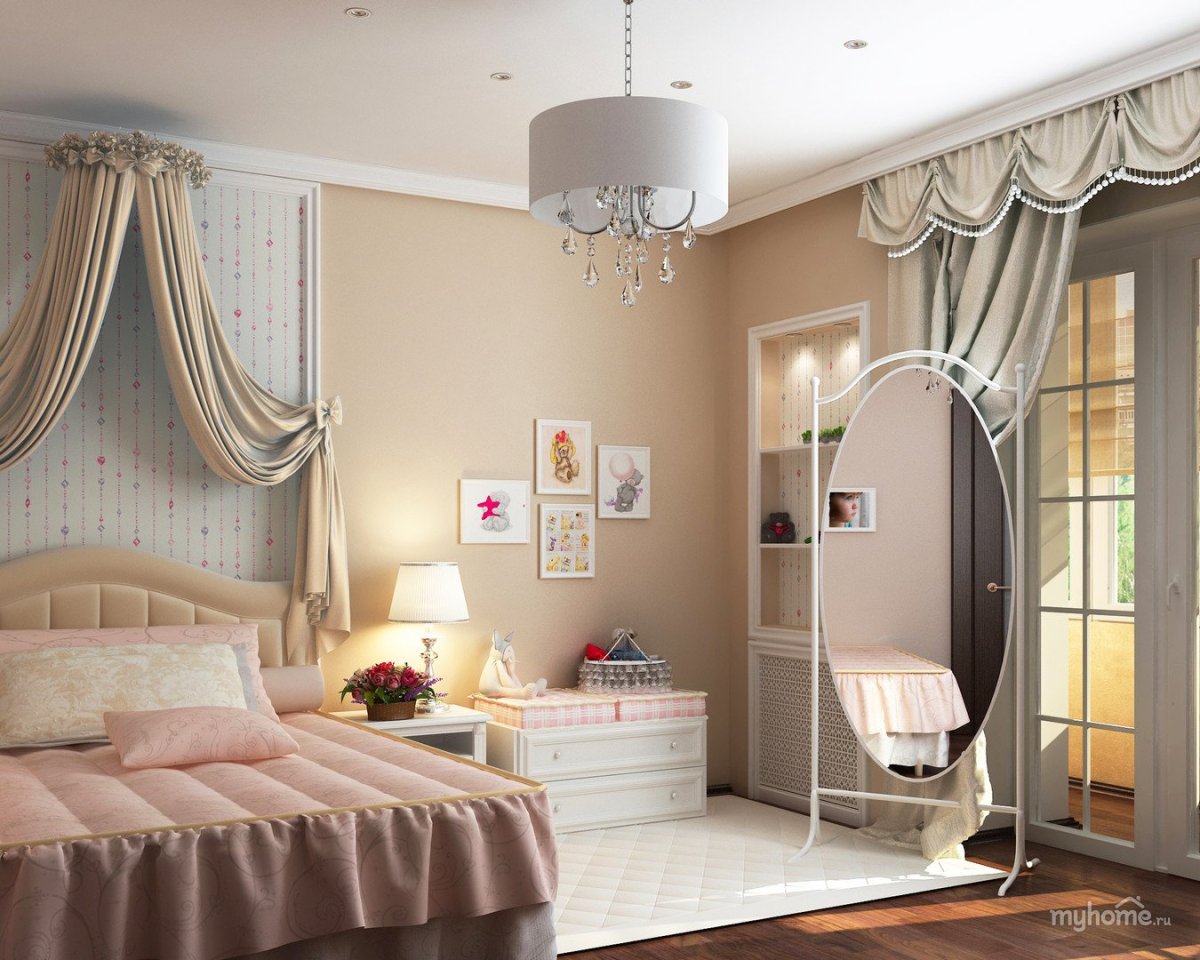 Бежевая комната для девочки