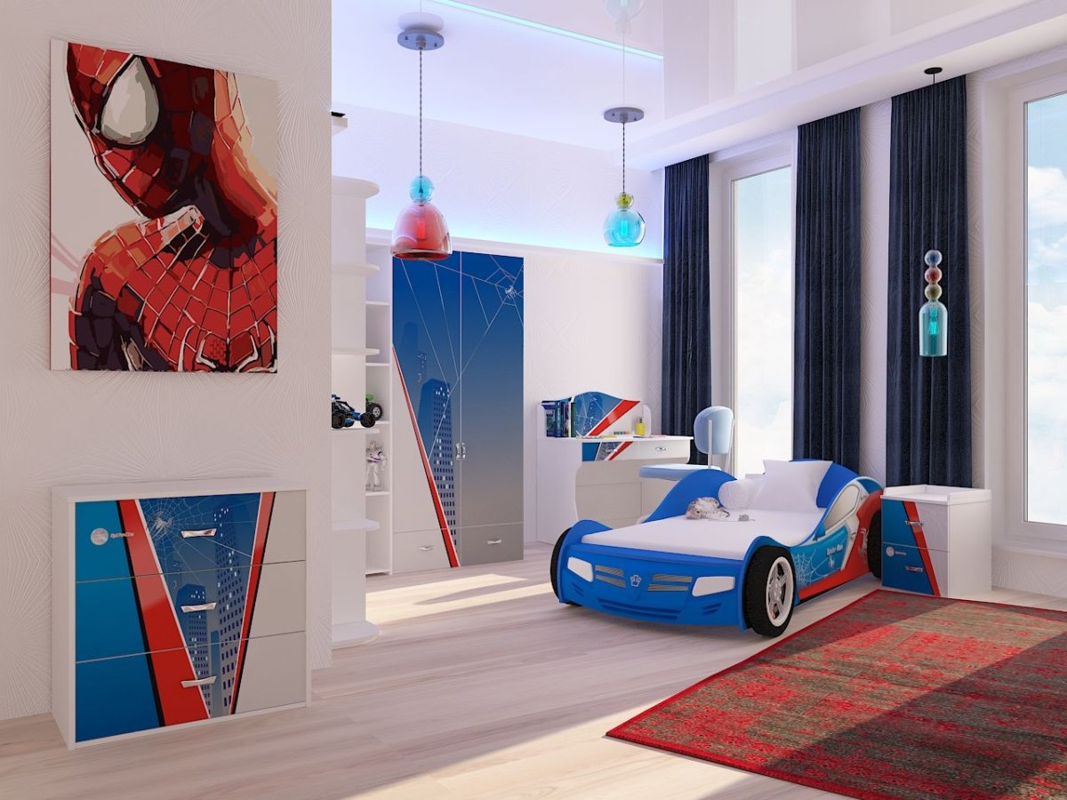 Кровать машина человек паук