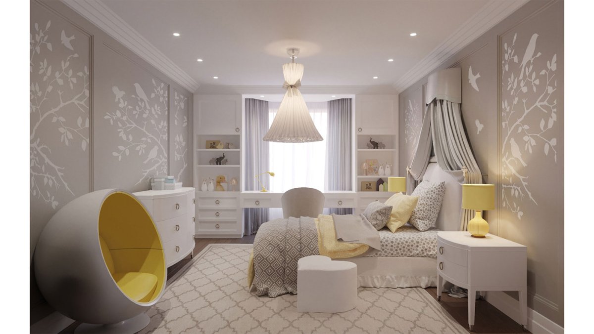 Интерьер игровой комнаты для детей в неоклассическом стиле