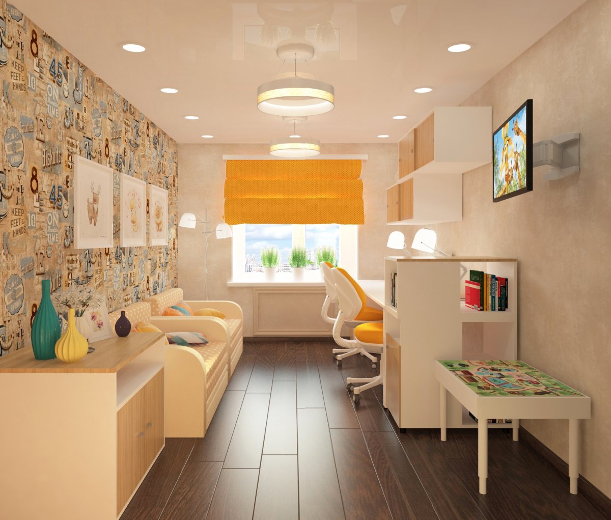 Натяжной потолок бежевый матовый