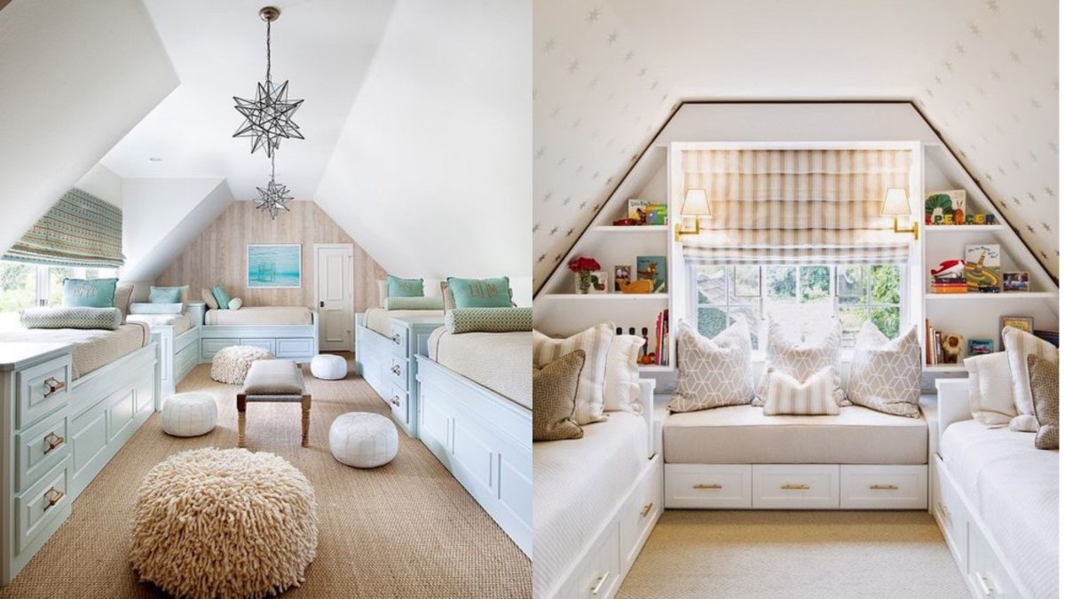 Комната для девочки подростка на мансарде в дереве