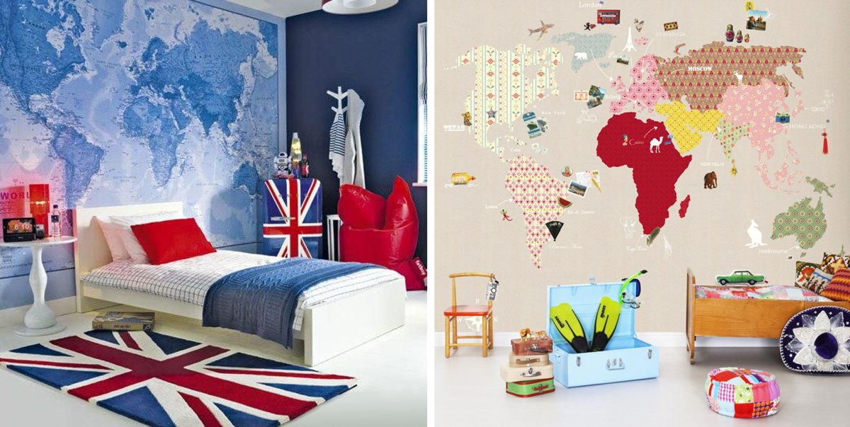 Комната для девочки с картой мира