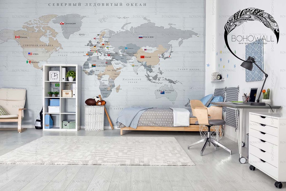 Фотообои в виде карты мира