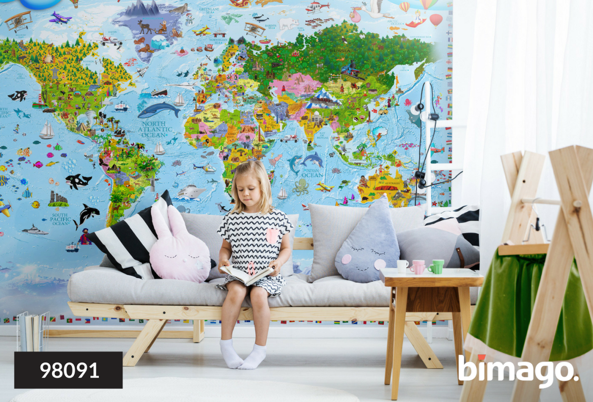 Фотообои карта мира в детскую