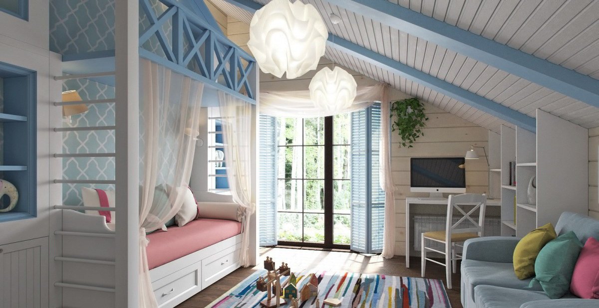 Интерьер комнаты на даче