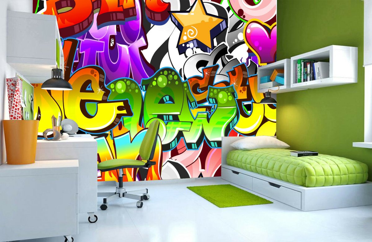 Разрисованные стены в комнате