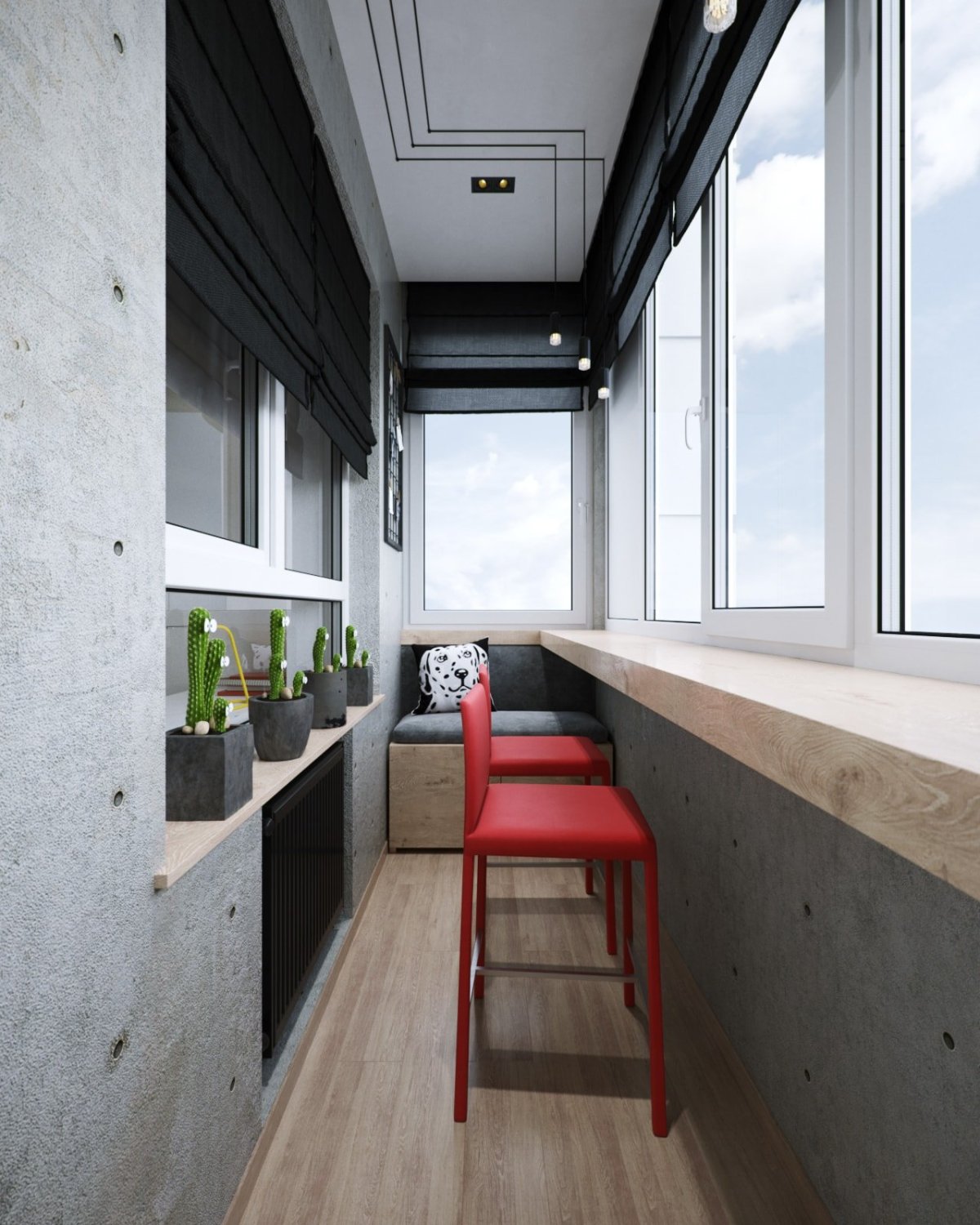 Стандартная лоджия дизайн лофт