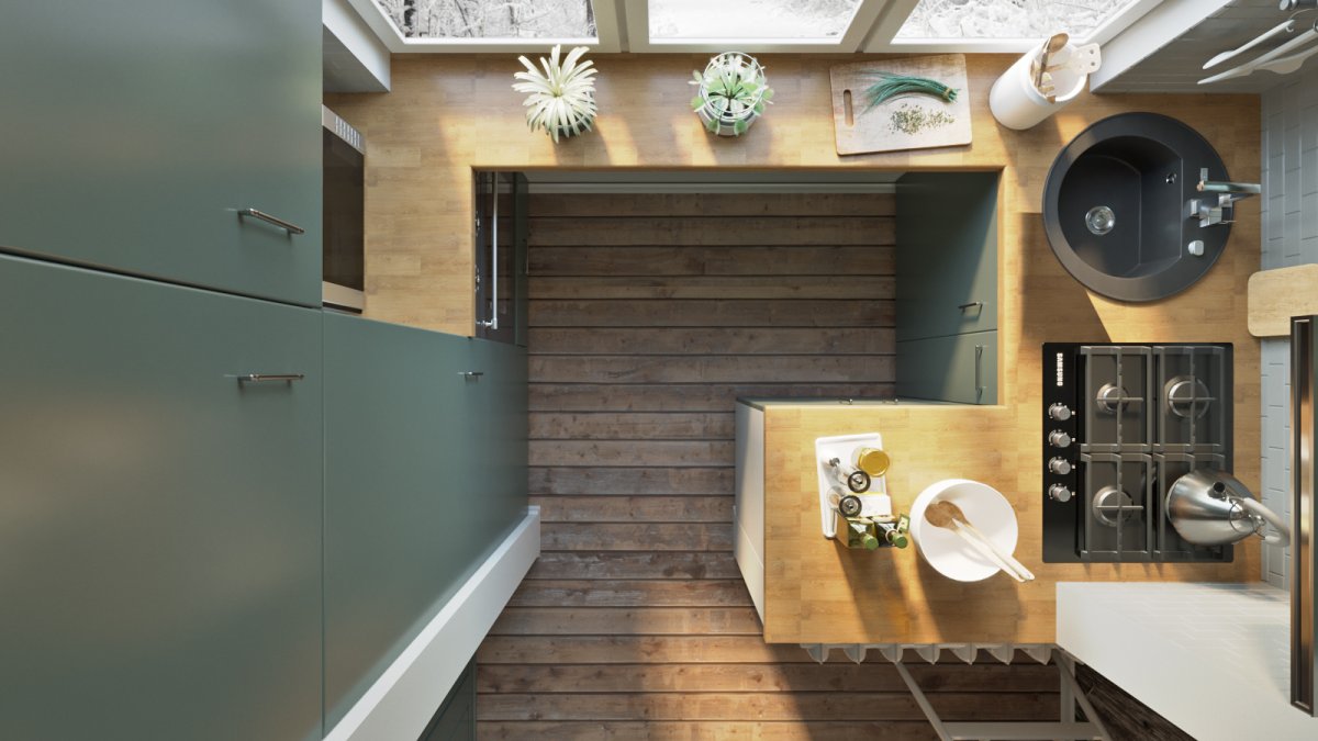 Проект маленькой кухни с балконом