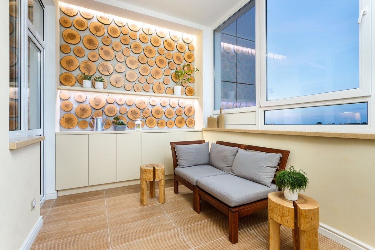 Экостиль в интерьере балкона