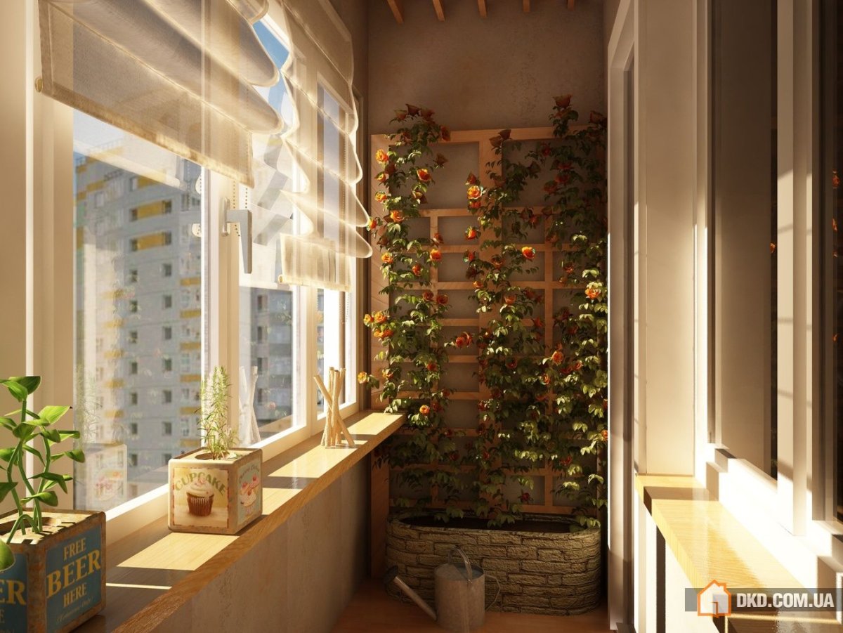 Цветы в интерьере балкона