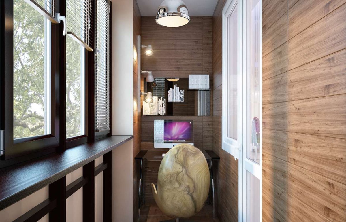 Отделка балкона в стиле лофт