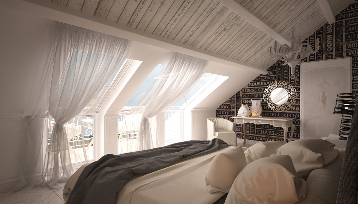 Мансарда с балконом дизайн интерьера