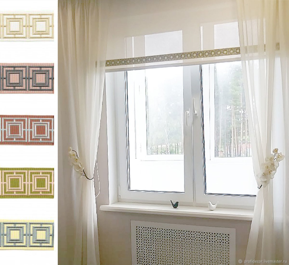 Белая тюль в интерьере гостиной