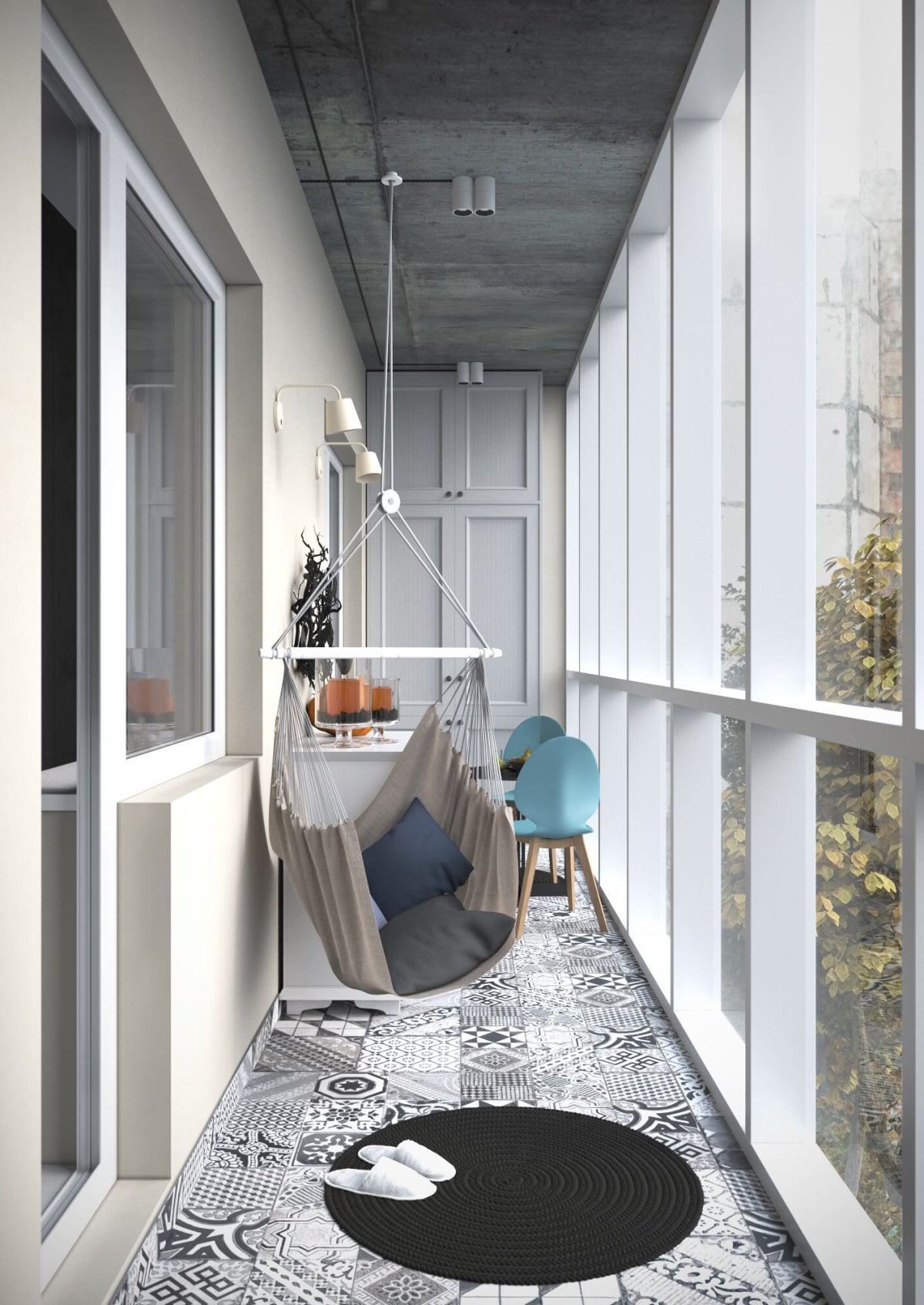 Стильный маленький балкон