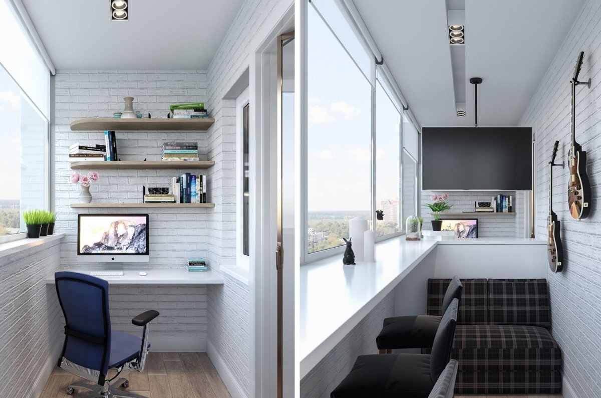 Компьютерная зона на балконе