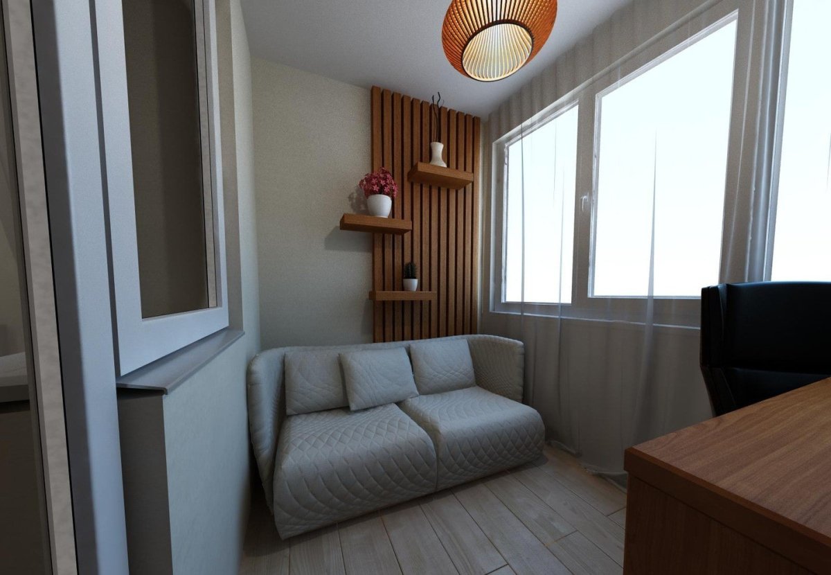 Лаундж зона на балконе