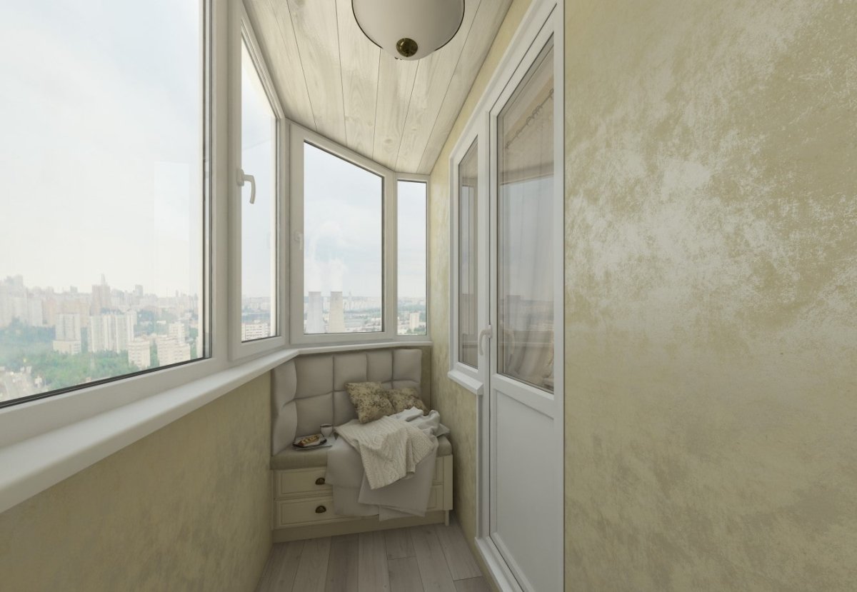 Отделка балкона краской