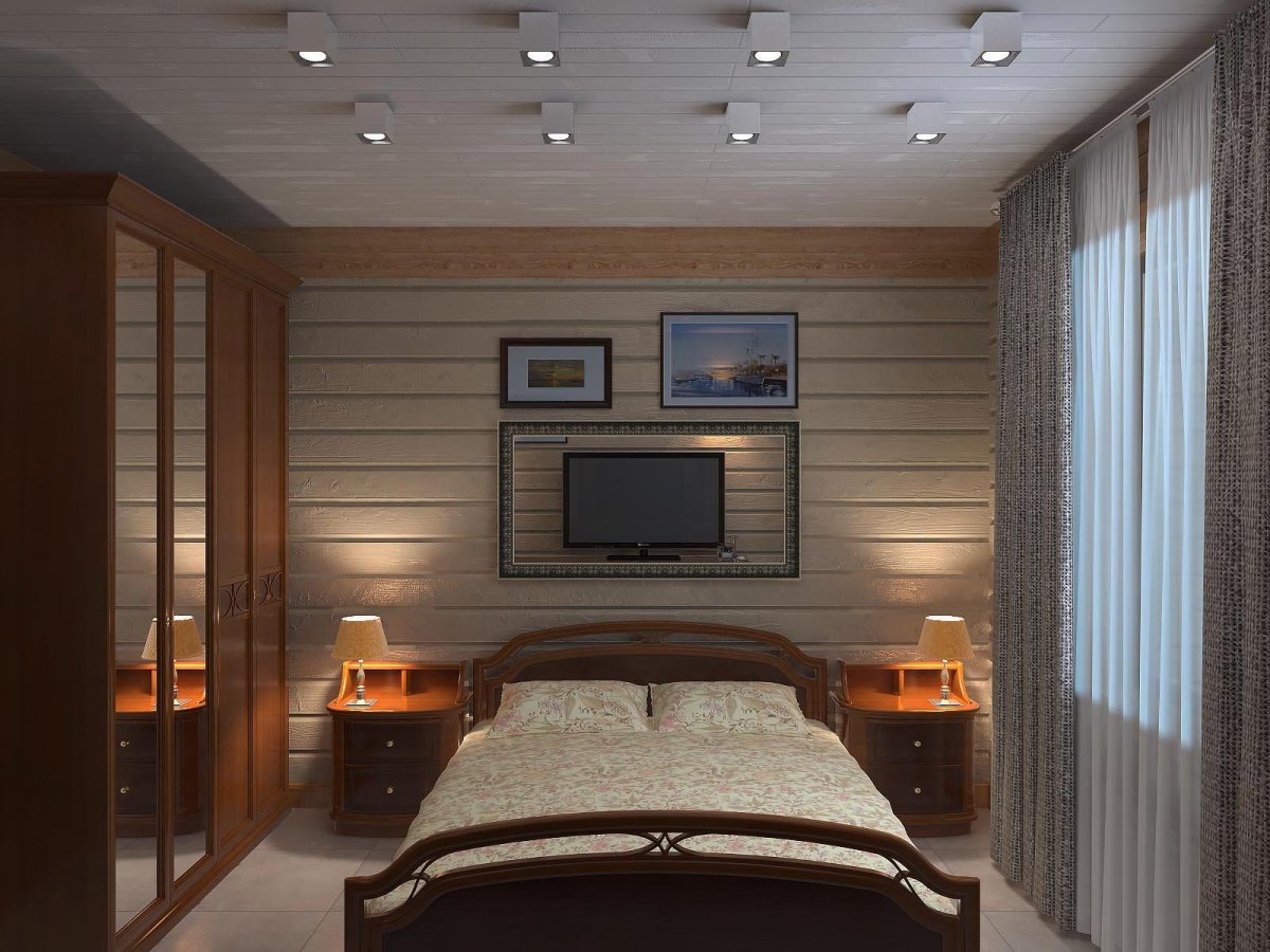 Ламинат на потолок в деревянном доме