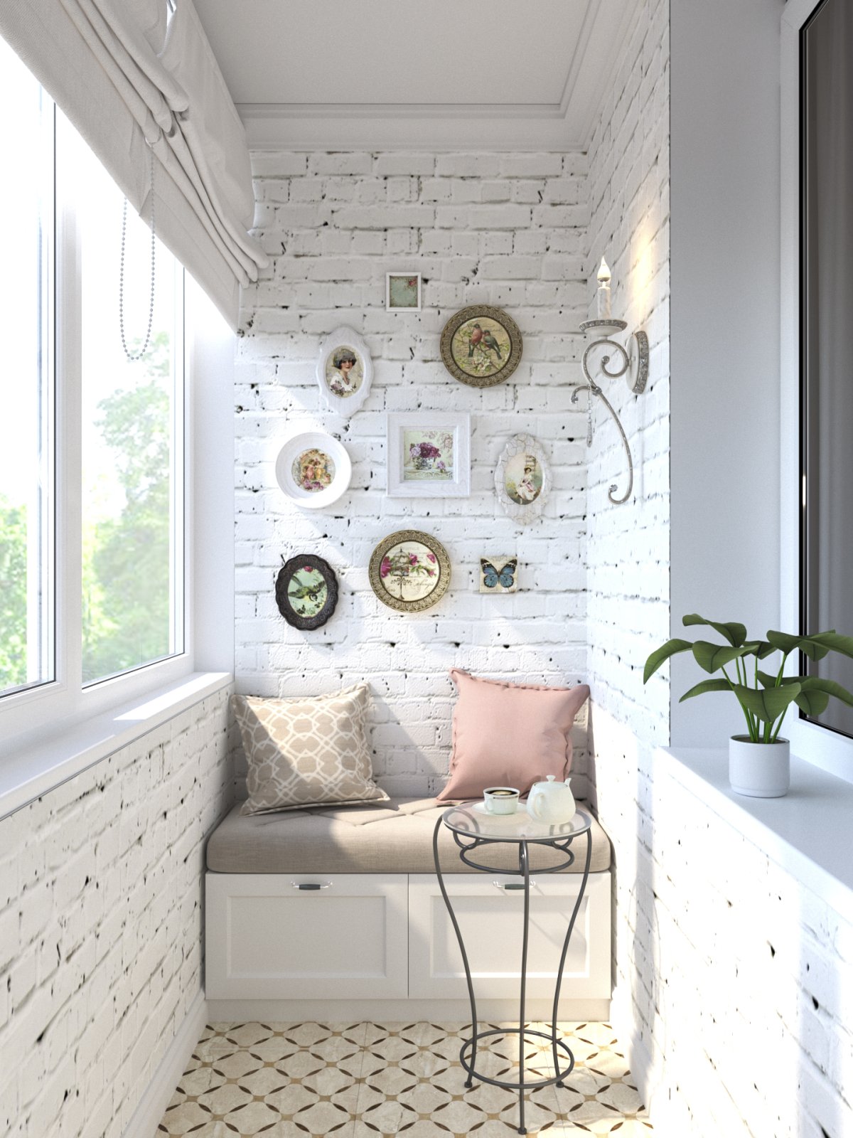 Отделка балкона под кирпич