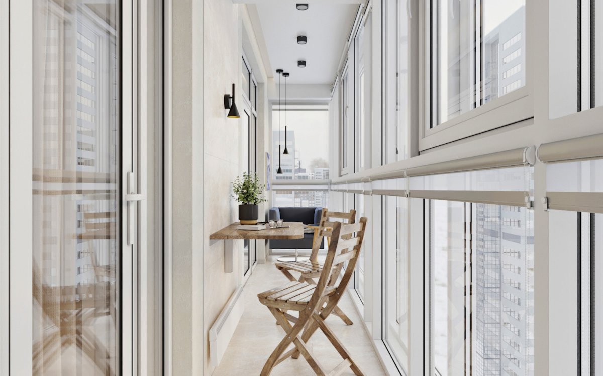 Шторы на панорамный балкон