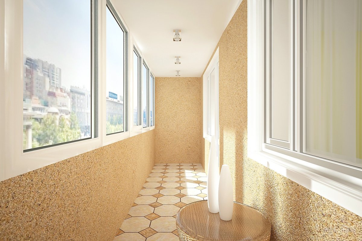 Декоративная штукатурка на балконе